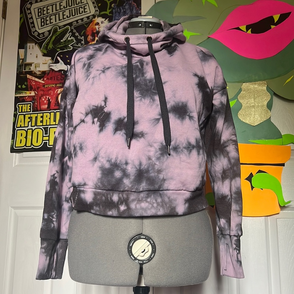 Lavender & black tie dye hoodie